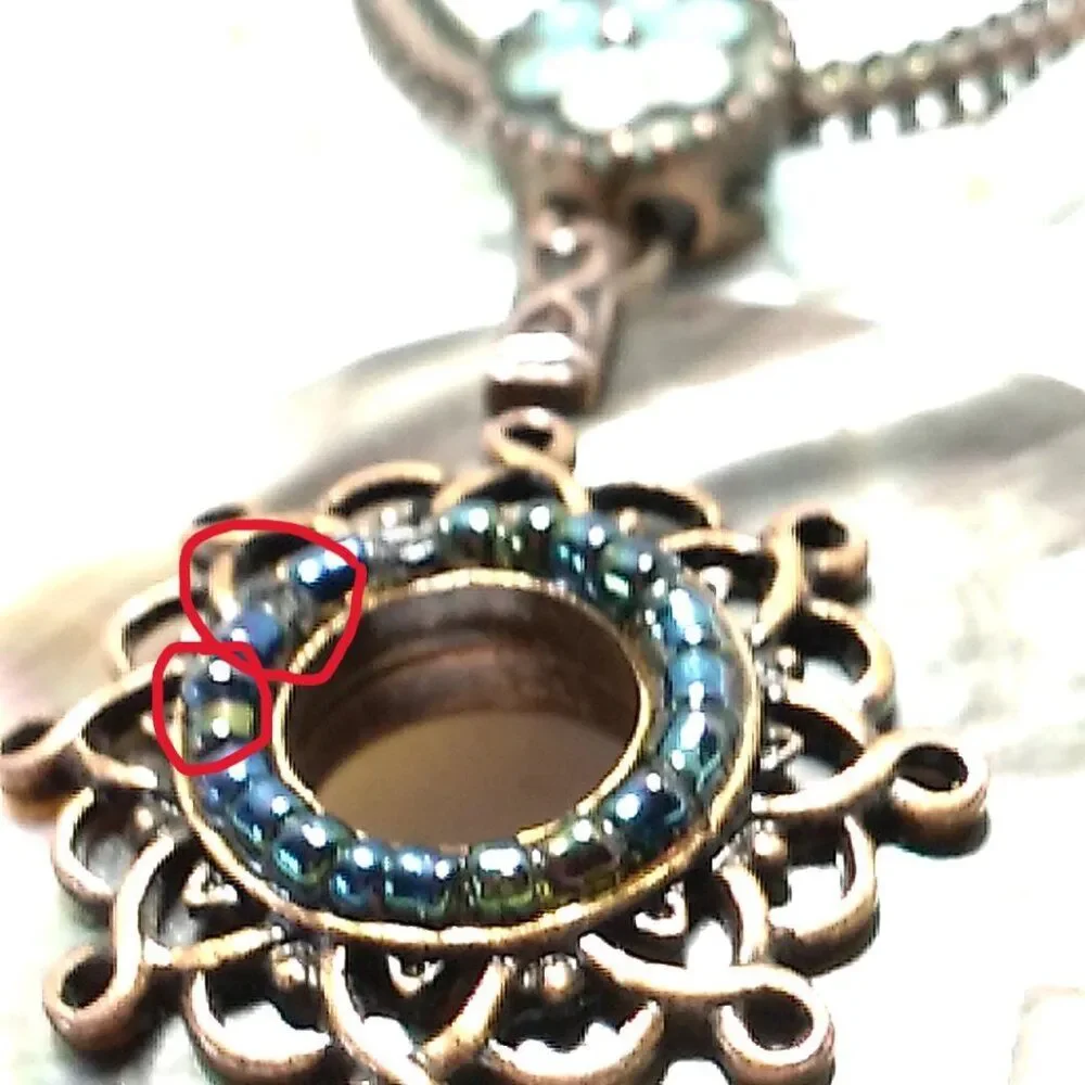 Vintage Avon Copper Abalone Shell Beaded Pendant Necklace